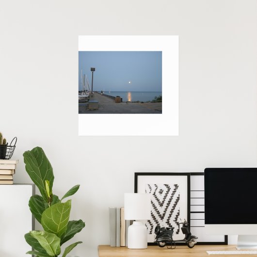 Northport Michigan Marina Moonlight Poster (Heimbüro)