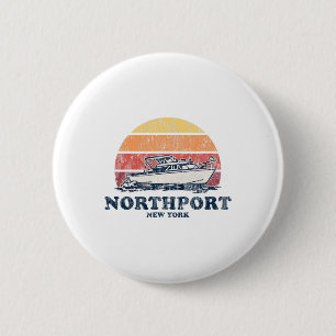 Northport Ny Vintag Bootdesign 70er Retro Bootdesi Button