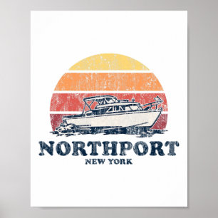 Northport Ny Vintag Bootdesign 70er Retro Bootdesi Poster