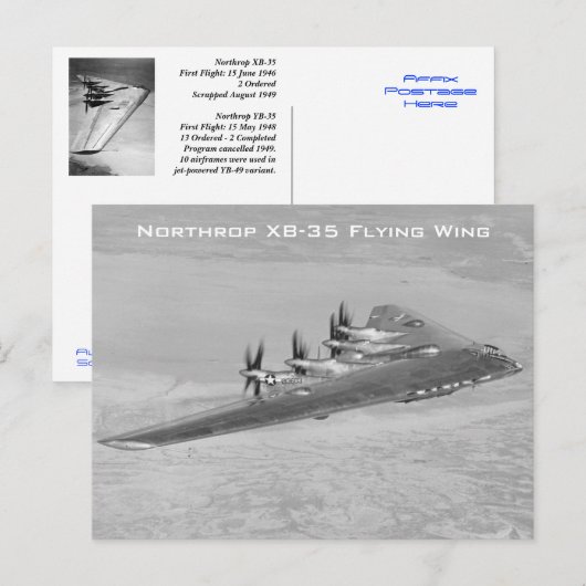 Northrop XB-35 Flying Wing Postkarten (Vorne/Hinten)