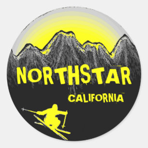 Northstar California gelbe Design-Skifahrer-Aufkle Runder Aufkleber