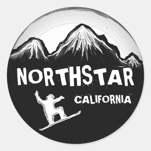 Northstar California White Black Snowboard Aufkleb Runder Aufkleber (Vorderseite)