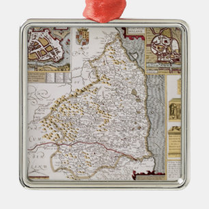 Northumberland, graviert von Jodocus Hondius Ornament Aus Metall
