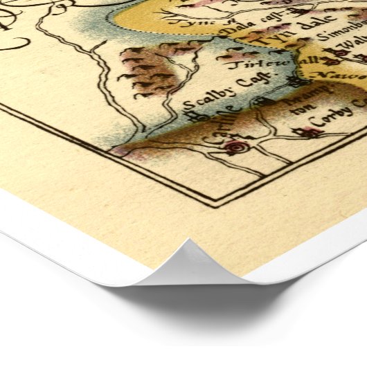 Northumberland Landkreis Map, England Poster (Ecke)