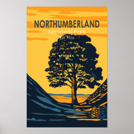 Northumberland Nationalpark England Vintag Poster