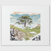 Northumberland Nationalpark Sycamore Gap Tree Geschenkpapier (Flach)