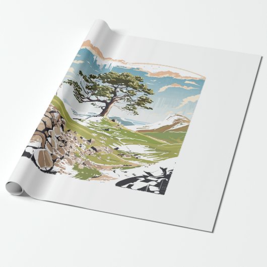 Northumberland Nationalpark Sycamore Gap Tree Geschenkpapier (Ungerollt)