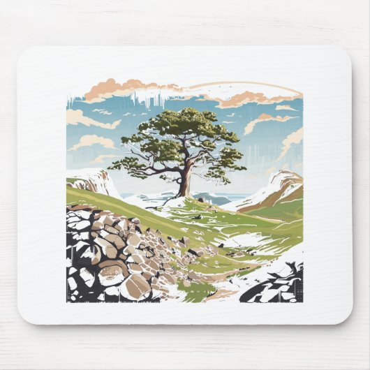 Northumberland Nationalpark Sycamore Gap Tree Mousepad (Vorne)