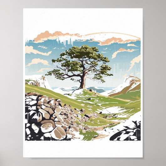 Northumberland Nationalpark Sycamore Gap Tree Poster (Vorne)