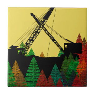 Northwest Crawler Crane in Track Fantasy Art Fliese