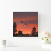 Northwest Sunset Wall Clock Quadratische Wanduhr (Zuhause)