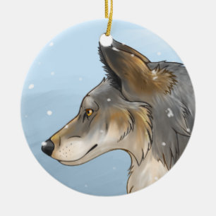 Northwestern Wolf Keramik Ornament