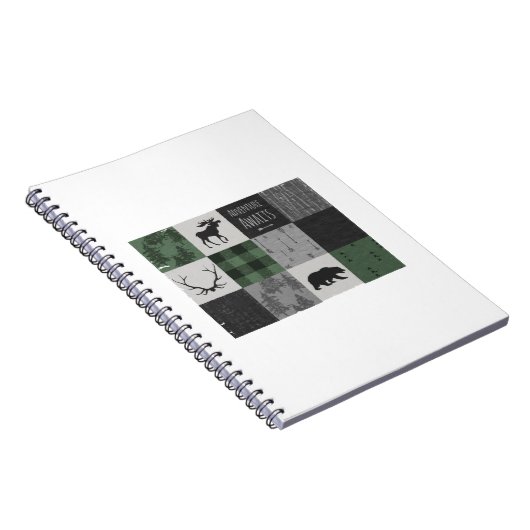 Northwood Adventure Patchwork - grau und grün Notizblock (Rechte Seite)