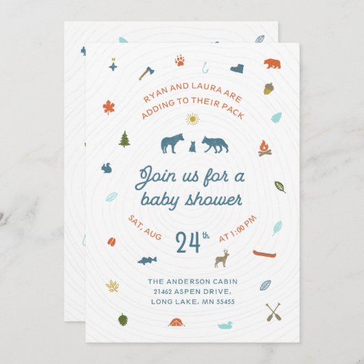 Northwoods Baby Shower Einladung (Vorne/Hinten)