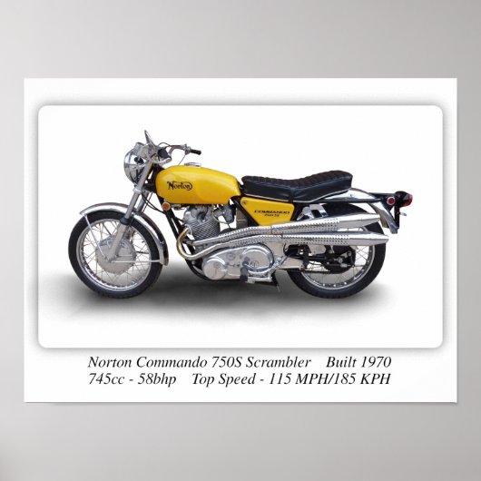 Norton Commando 750 Scrambler Motorrad - A3 Poster (Vorne)