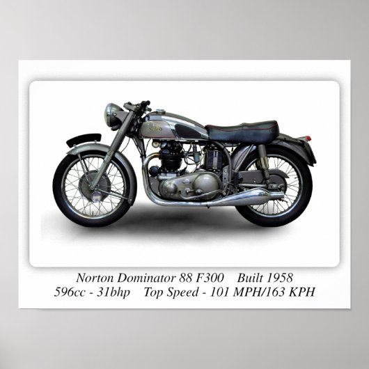 Norton Dominator 88 F300 Motorrad - A3-Größe Poster (Vorne)