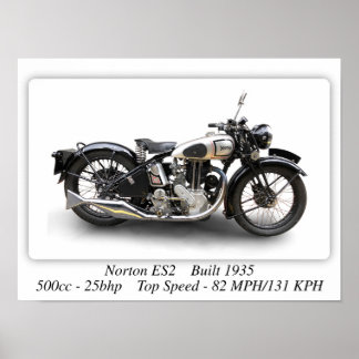 Norton ES2 Motorrad - A3-großes Druckposter Poster
