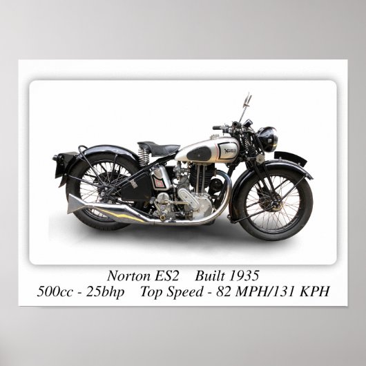 Norton ES2 Motorrad - A3-großes Druckposter Poster (Vorne)