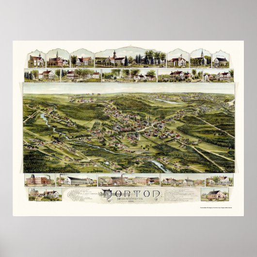 Norton, MA Panorama Karte - 1891 Poster (Vorne)