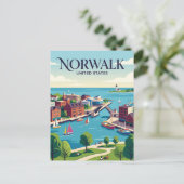 Norwalk Connecticut Postkarte (Stehend Vorderseite)