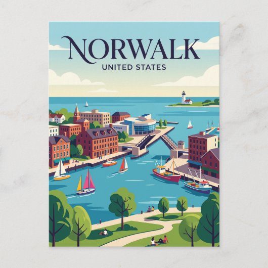 Norwalk Connecticut Postkarte (Vorderseite)