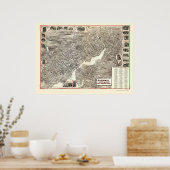 Norwalk, CT Panoramic Karte - 1899 Poster (Küche)