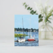 Norwalk: Zwei Segelboote, CT Postkarte (Stehend Vorderseite)