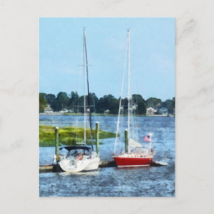 Norwalk: Zwei Segelboote, CT Postkarte
