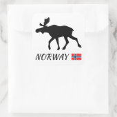 Norway Elk and Flag Quadratischer Aufkleber (Tasche)