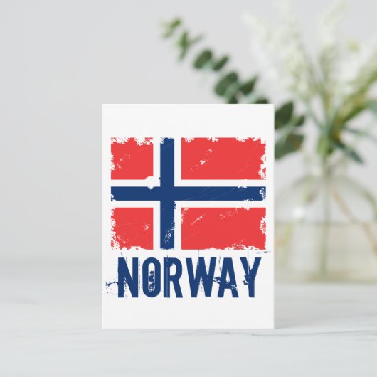NORWAY FLAG DISTRESSEED POSTKARTE (Stehend Vorderseite)