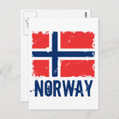NORWAY FLAG DISTRESSEED POSTKARTE (Vorne/Hinten)