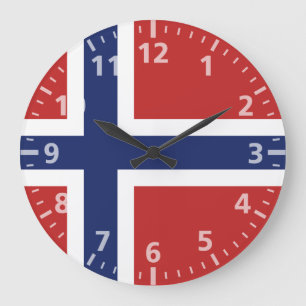 Norway Flag Große Wanduhr