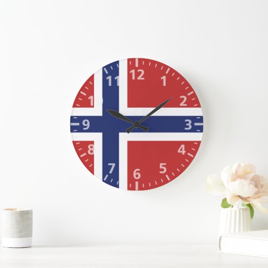 Norway Flag Große Wanduhr (Zuhause)
