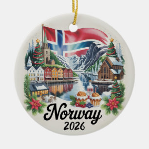 Norwegen 2026 Weihnachtsbaumschmuck Norwegische Re Keramik Ornament