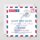 Norwegen Airmail Save the Date Magneteinladung (Vorderseite)