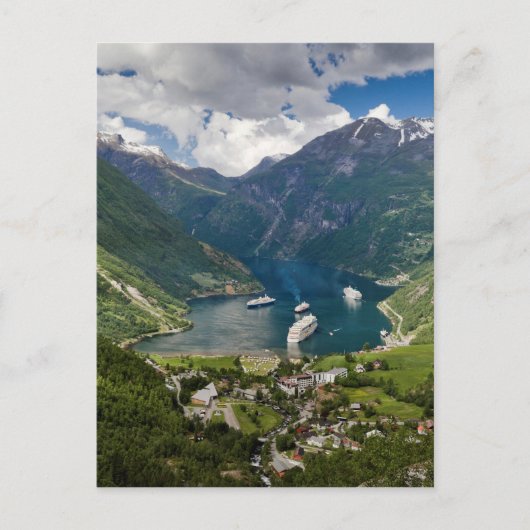 Norwegen-Ansicht zu Geiranger von Flydalsjuvet Postkarte (Vorderseite)