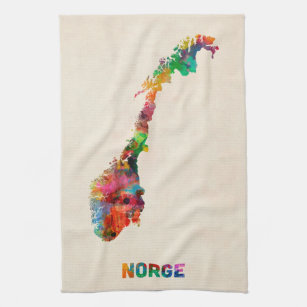 Norwegen-Aquarell-Karte Küchentuch
