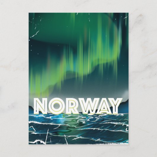 Norwegen Aurora Northern Lights Travel Poster Postkarte (Vorderseite)