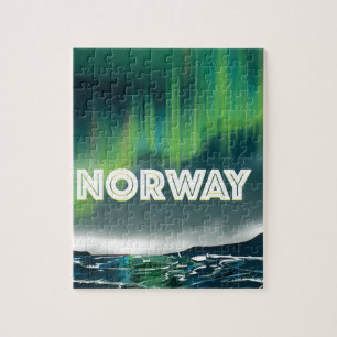 Norwegen Aurora Northern Lights Travel Poster Puzzle