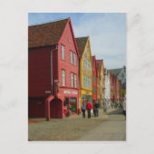 Norwegen, Bergen, bemalte Häuser am Wasser Postkarte (Vorderseite)