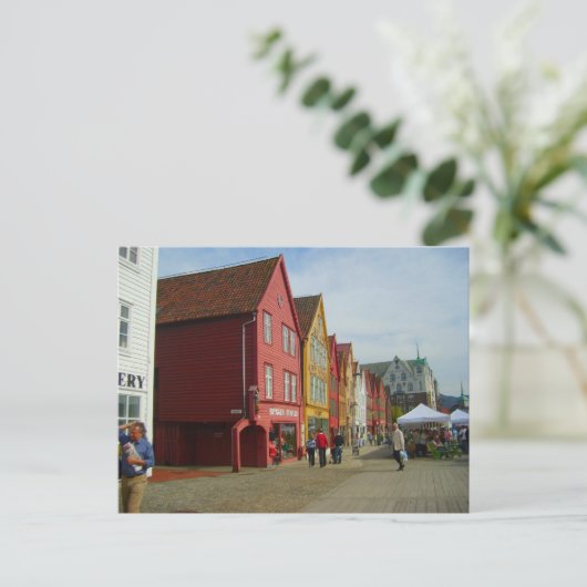 Norwegen, Bergen, bemalte Häuser Postkarte (Stehend Vorderseite)