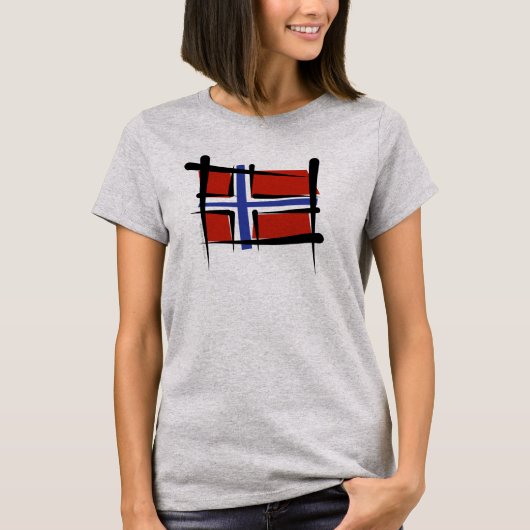 Norwegen-Bürsten-Flagge T-Shirt (Vorderseite)