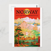 Norwegen, das Land der Mitternachtssonne, Vintage- Postkarte (Vorne/Hinten)