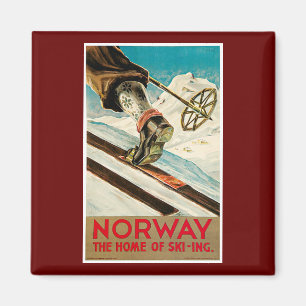 Norwegen das Zuhause des Ski fahrenden Vintagen Magnet
