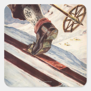 Norwegen - das Zuhause des Skifahrens Quadratischer Aufkleber