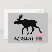 Norwegen - Elch und Flagge Postkarte (Vorne/Hinten)