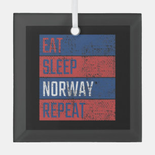 Norwegen - Essen Schlaf Norwegen Wiederholen  Ornament Aus Glas