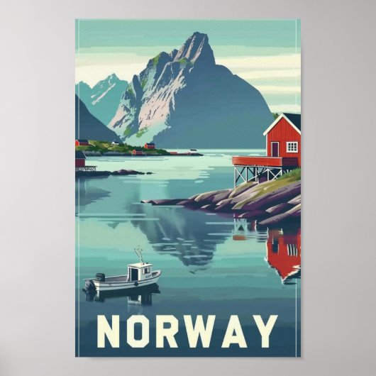 Norwegen Europa Vintag Berühmter Reiseort Poster (Vorne)