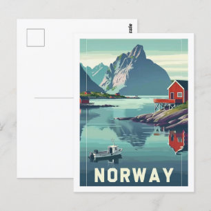 Norwegen Europa Vintage Berühmter Reiseort Postkarte