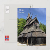 Norwegen, Fantoft Stave Church, Fana, Bergen Postkarte (Vorne/Hinten)